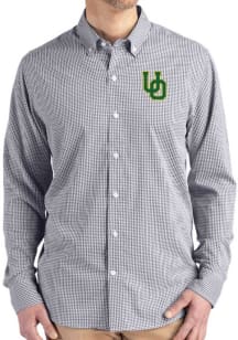 Cutter and Buck Oregon Ducks Mens Black Gingham LS Woven Long Sleeve Dress Shirt