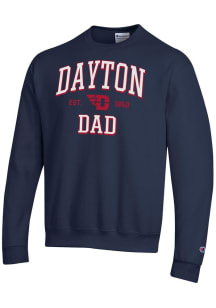 Champion Dayton Flyers Mens Navy Blue Est Date Dad Powerblend Long Sleeve Crew Sweatshirt