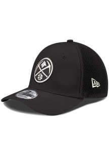 New Era Denver Nuggets Mens Black Team logo Neo 39THIRTY Flex Hat