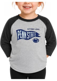 Little King Penn State Nittany Lions Toddler Grey Pennant Quarter Sleeve Long Sleeve T-Shirt