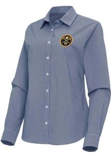 Antigua Denver Nuggets Womens Porter Long Sleeve Navy Blue Dress Shirt