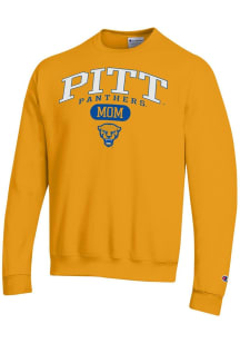 Champion Pitt Panthers Mens Gold Pill Box Mom Powerblend Long Sleeve Crew Sweatshirt