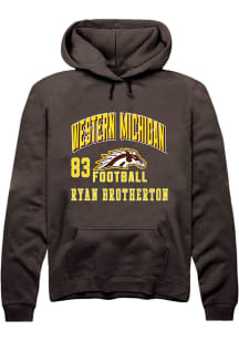 Ryan Brotherton Western Michigan Broncos Mens Brown Football NIL Arch Logo Player Hood