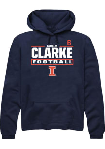 Jaheim Clarke Illinois Fighting Illini Mens Navy Blue Football NIL Stacked Box Player Hood