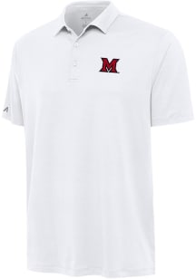 Antigua Miami RedHawks Mens White Reprocess Recycled Short Sleeve Polo