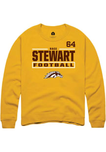 Race Stewart Western Michigan Broncos Mens Gold Football NIL Stacked Box Player Crew
