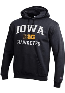 Champion Iowa Hawkeyes Mens Black Big Ten Powerblend Long Sleeve Hoodie