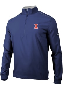 Columbia Illinois Fighting Illini Mens Navy Blue Heat Seal Bogey's Paradise Long Sleeve Qtr Zip Pu..