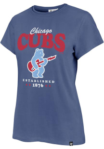 47 Chicago Cubs Womens Blue Frankie Block Short Sleeve T-Shirt