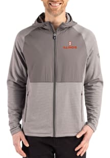 Cutter and Buck Illinois Fighting Illini Mens Graphite Peshastin Long Sleeve Full Zip Jacket