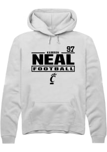 Kamron Neal Cincinnati Bearcats Mens White Football NIL Stacked Box Player Hood