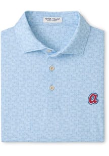Peter Millar Atlanta Braves Mens Light Blue Bases Loaded Short Sleeve Polo