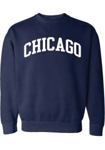 Summit Sportswear Chicago Womens Navy Blue Wordmark Crew Sweatshirt