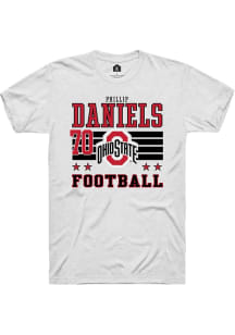 Phillip Daniels Ohio State Buckeyes White Football NIL Striped Short Sleeve Player T Shirt