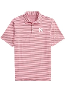 Vineyard Vines Nebraska Cornhuskers Mens Red Sankaty Stripe Short Sleeve Fashion Polo