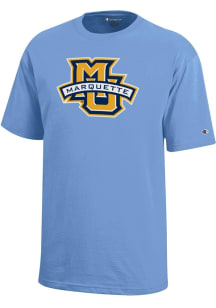 Champion Marquette Golden Eagles Youth Light Blue Team Logo Short Sleeve T-Shirt