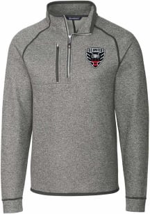 Cutter and Buck DC United Mens Grey Mainsail Long Sleeve Qtr Zip Pullover