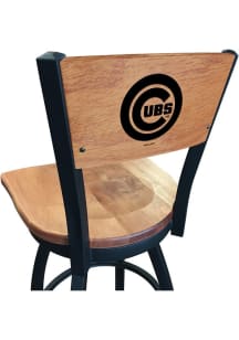 Chicago Cubs Wood Seat Maple Back Swivel Pub Stool - Brown