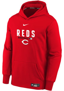 Nike Cincinnati Reds Youth Red AC Therma Fit Long Sleeve Hoodie