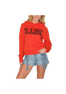Illinois Fighting Illini Womens Orange Sequin Knit Hoodie Elevated