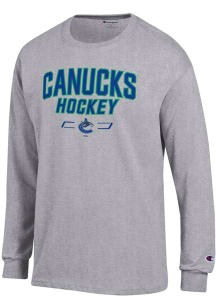Champion Vancouver Canucks Grey Arch Team Hockey Jersey Long Sleeve T Shirt