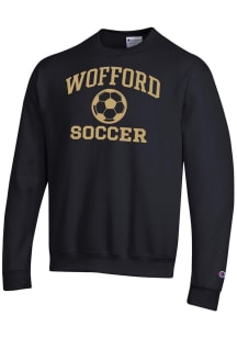 Champion Wofford Terriers Mens Black Soccer Powerblend Long Sleeve Crew Sweatshirt