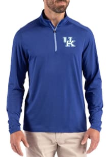 Cutter and Buck Kentucky Wildcats Mens Blue Coastline Long Sleeve Qtr Zip Pullover