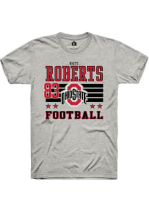 Nate Roberts  Ohio State Buckeyes Ash Rally Football NIL Striped Short Sleeve T Shirt