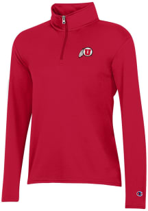 Champion Utah Utes Womens Red Mock Mesh Qtr Zip Pullover