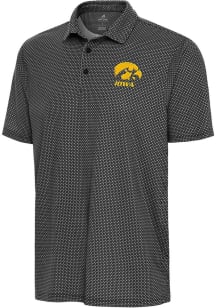 Antigua Iowa Hawkeyes Mens Black Trellis Short Sleeve Polo