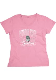 Blue 84 Michigan State Spartans Womens Pink Dyed Short Sleeve T-Shirt