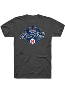 Nebraska Cornhuskers Charcoal 2024 Pinstripe Football Bowl Champions Short Sleeve T Shirt