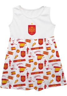 Vive La Fete Spain National Team Baby Girls White Maddie Short Sleeve Dress