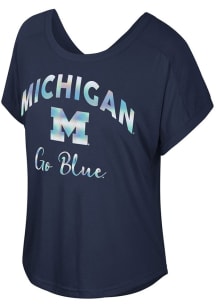 Colosseum Michigan Wolverines Womens Navy Blue Reverse Sorcery Short Sleeve T-Shirt