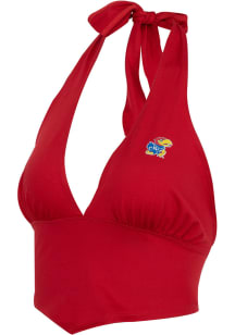 Kansas Jayhawks Womens Crimson Double Hitter Halter Tank Top