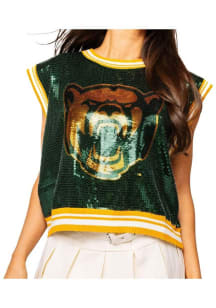 Queen of Sparkles Baylor Bears Womens Green Full Sequin Mascot Tank Top
