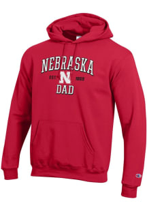 Champion Nebraska Cornhuskers Mens Red Est Date Dad Powerblend Long Sleeve Hoodie