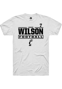 Logan Wilson Cincinnati Bearcats White Football NIL Stacked Box Short Sleeve Player T Shirt