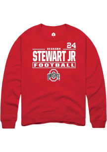 Deshawn Stewart Jr Ohio State Buckeyes Mens Red Football NIL Stacked Box Player Crew