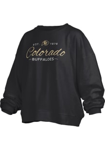 Pressbox Colorado Buffaloes Womens Black Alexus Script Crew Sweatshirt