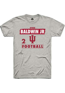 Byron Baldwin Jr Indiana Hoosiers Ash Football NIL Striped Short Sleeve Player T Shirt