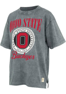 Pressbox Ohio State Buckeyes Womens Charcoal Falkland Moonstone Short Sleeve T-Shirt