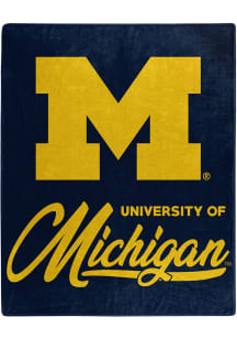 Michigan Wolverines Signature Raschel Throw Blanket - Blue
