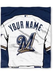 Milwaukee Brewers Personalized Jersey Silk Touch Fleece Blanket - Navy Blue