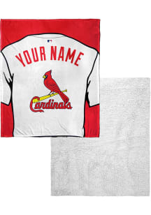 St Louis Cardinals Personalized Jersey Silk Touch Sherpa Fleece Blanket - Red