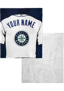 Seattle Mariners Personalized Jersey Silk Touch Sherpa Fleece Blanket - Navy Blue