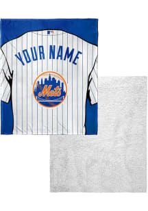 New York Mets Personalized Jersey Silk Touch Sherpa Fleece Blanket - Blue