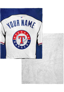 Texas Rangers Personalized Jersey Silk Touch Sherpa Fleece Blanket - Blue