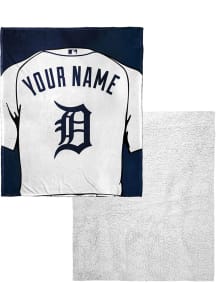 Detroit Tigers Personalized Jersey Silk Touch Sherpa Fleece Blanket - Blue