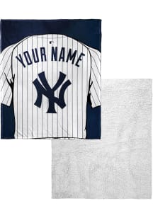 New York Yankees Personalized Jersey Silk Touch Sherpa Fleece Blanket - Blue
